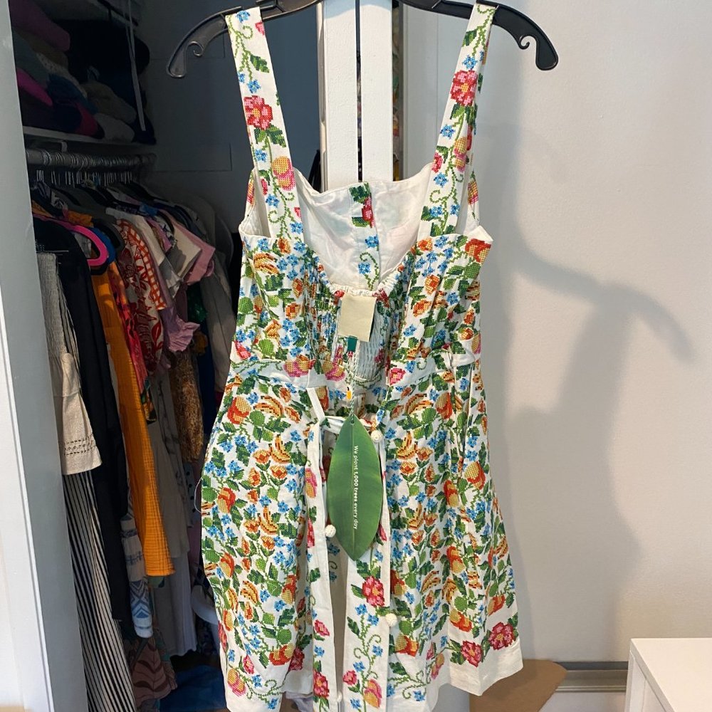 NWT Farm Rio Tropical Romance White Scarf Romper